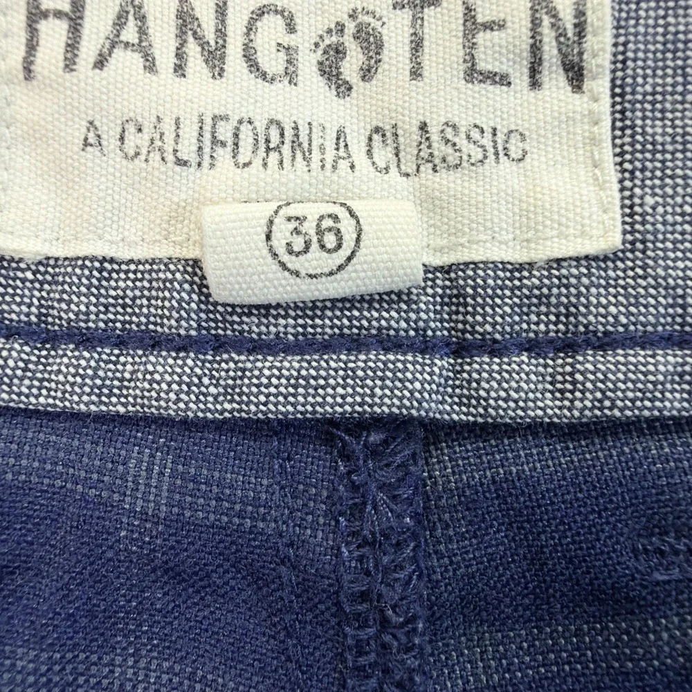 HANG TEN STRETCH WALK SHORTS MENS SIZE 36 NAVY PLAID CASUAL POCKETS